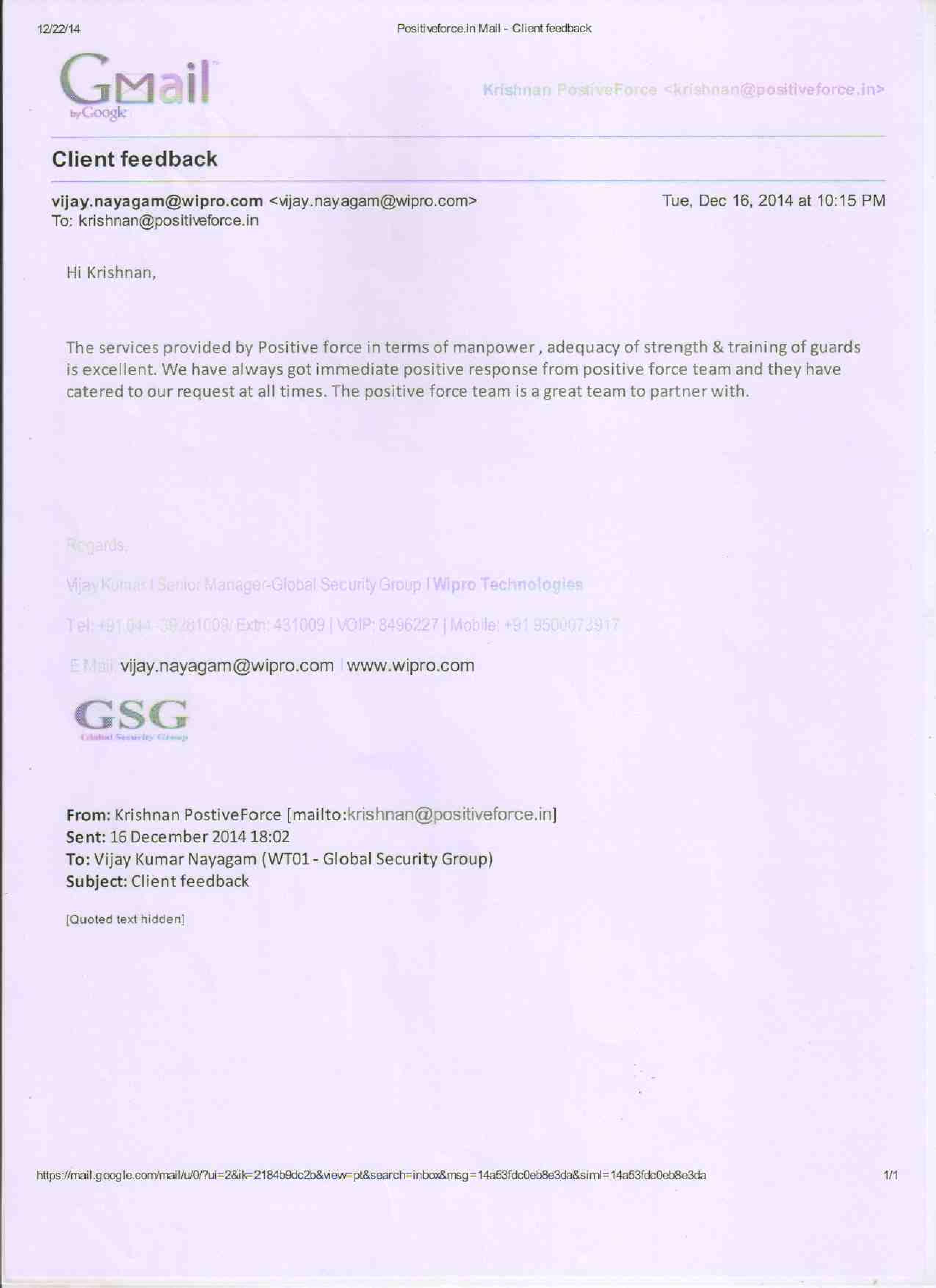 Wipro Experience Certificate Wipro - Security guard services